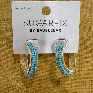 Sugarfix by BaubleBar Gold and Blue Beaded Hoop Earrings